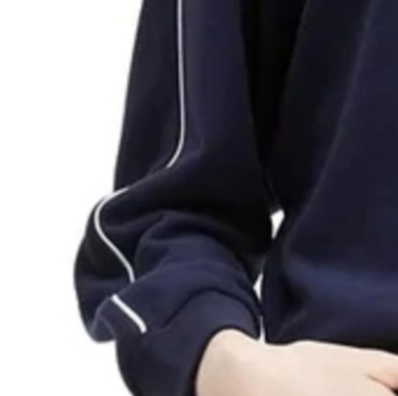 Levi's Navy Blue Crew Sweatshirt White Piping Sleeve, Women's Size L - Picture 5 of 6